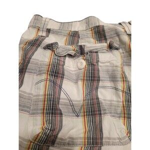 SilverTab Shorts Mens 42 Cotton Plaid White Navy Yellow Red Casual Lightweight‎